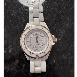 Chanel J12 White Ceramic Rose Gold Bezel Quartz Watch D.N.23755 Swiss Made
